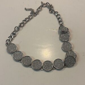 NY & Co Silver Glitter Disc Necklace W/ earrings